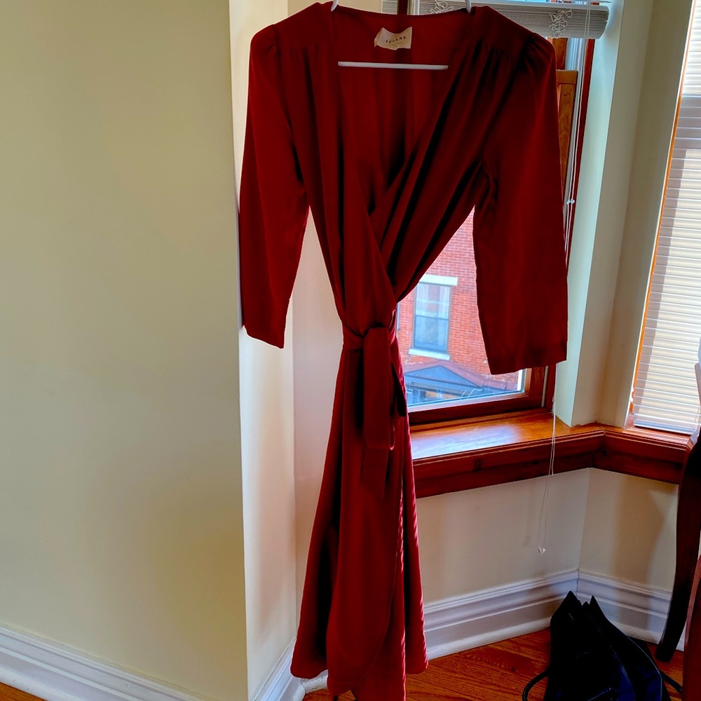 Sezane Red Wrap Dress